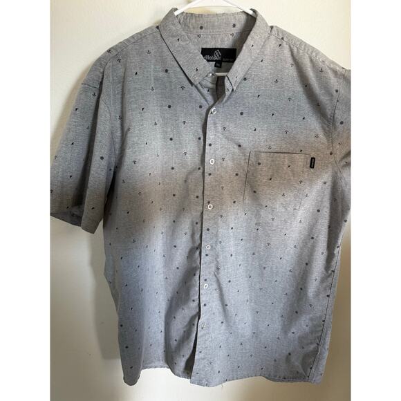 Molokai Surf Co. Men's Button-Up Short-Sleeve Shirt Gray Nautical Size XXL 2XL - Picture 2 of 8